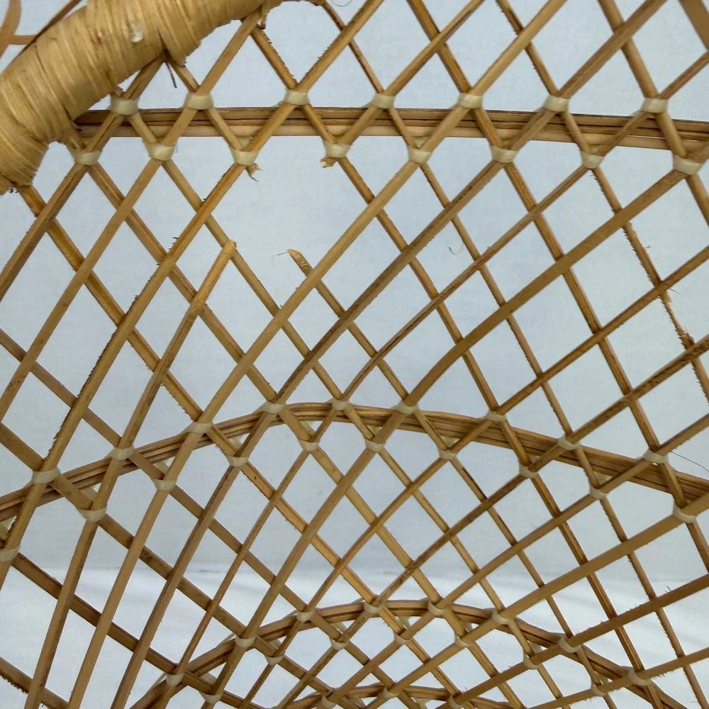 Vintage Miniature Peacock Chair Woven Wicker Rattan Boho Doll‎ Plant Stand 15.5